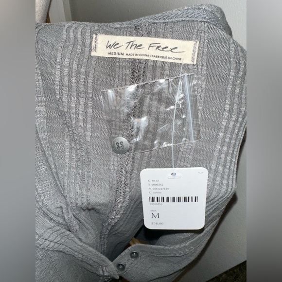 NWT Free People We The Free Carbon Collared Shirt - Picture 3 of 4